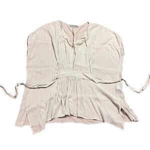 AllSaints Oversized Belted Blouse Size US 0 Cream Lightweight Drapey Flattering